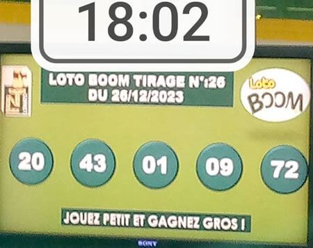 Résultats du loto Boom tirage 26
