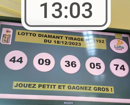 Résultats du lotto Diamant tirage 1192
