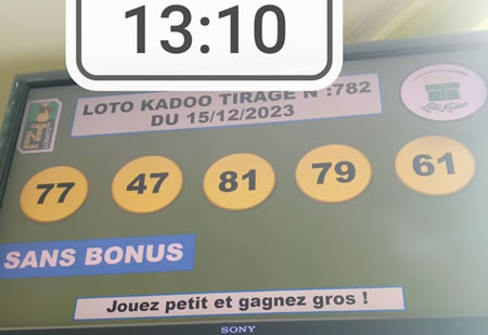 Résultats du loto Kadoo tirage 782