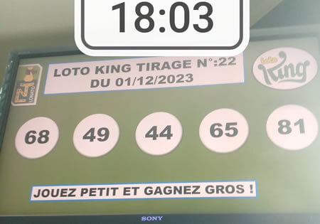 Résultats Loto KING tirage 22