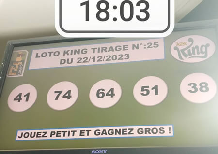 Résultats Loto KING tirage 25