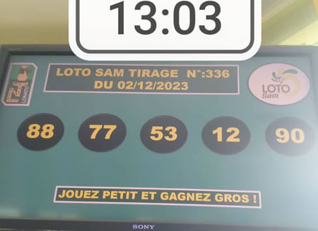 Résultats du loto SAM tirage 336