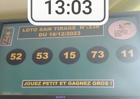 Résultats du loto SAM tirage 338