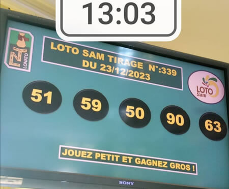 Résultats du loto SAM tirage 339
