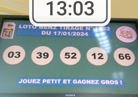 Résultats du loto Benz tirage 1722