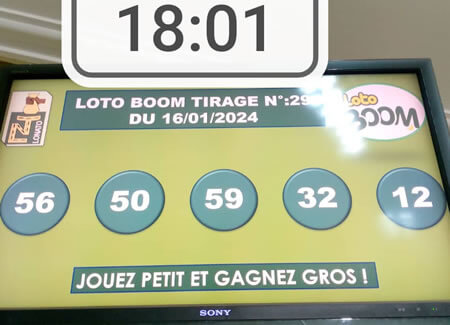 Résultats du loto Boom tirage 29