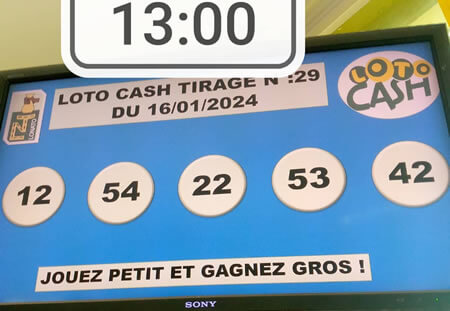 Résultats du loto Cash tirage 29