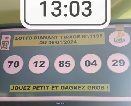 Résultats du lotto Diamant tirage 1195