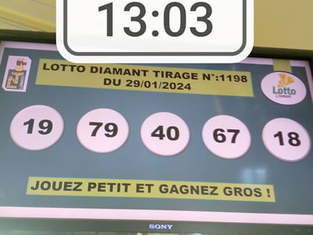 Résultats du lotto Diamant tirage 1198