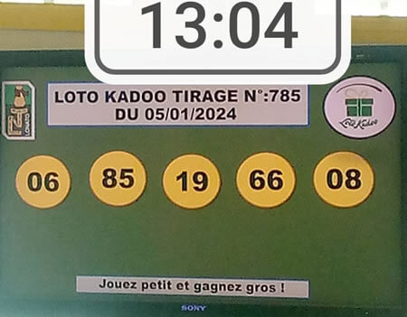 Résultats du loto Kadoo tirage 785