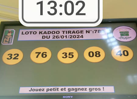 Résultats du loto Kadoo tirage 788