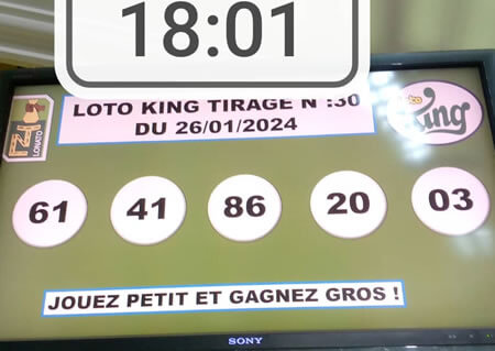 Résultats Loto KING tirage 30