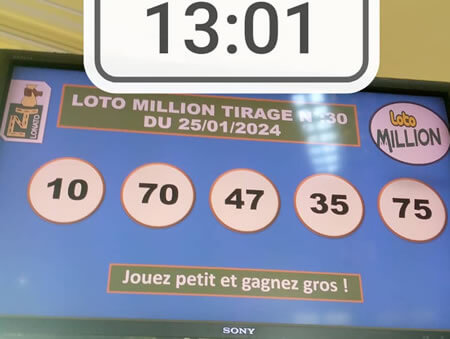 Résultats Loto MILLION tirage 30