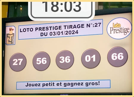 Résultats du loto Prestige tirage 27