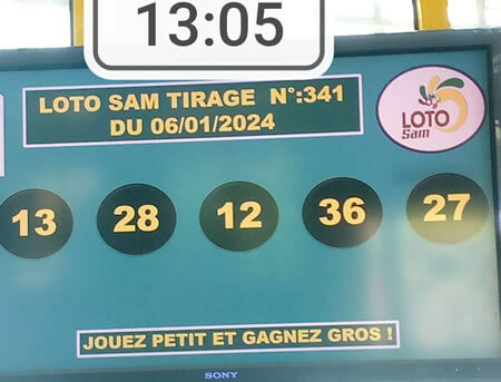 Résultats du loto SAM tirage 341