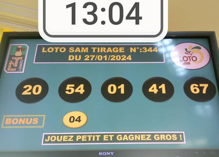 Résultats du loto SAM tirage 344