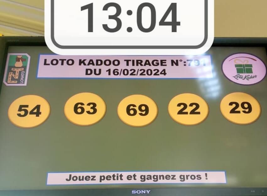 Résultats du loto Kadoo tirage 791