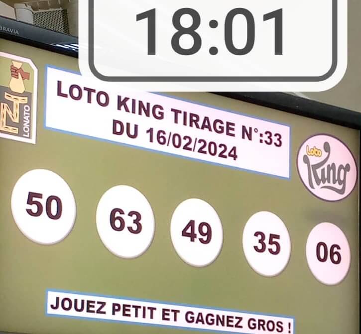 Résultats du loto KING tirage 33