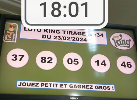 Résultats du loto KING tirage 34
