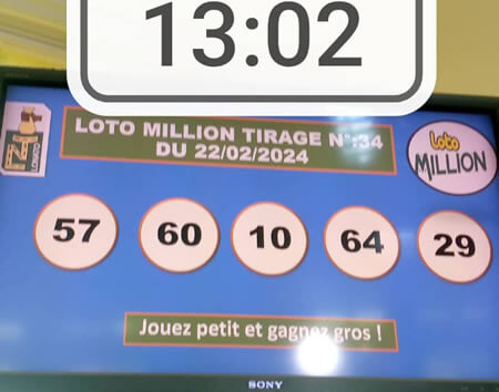 Résultats du loto Million tirage 34