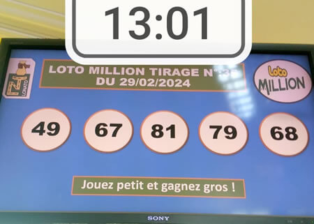 Résultats du loto Million tirage 35