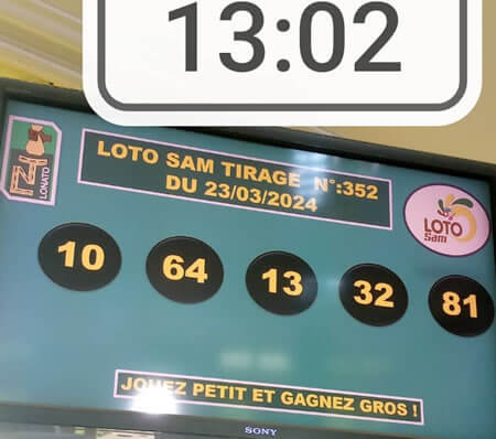 Résultats du loto SAM tirage 352