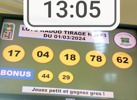 Résultats du loto Kadoo tirage 793