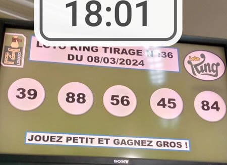Résultats du loto KING tirage 36