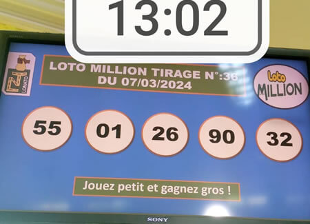 Résultats du loto Million tirage 36
