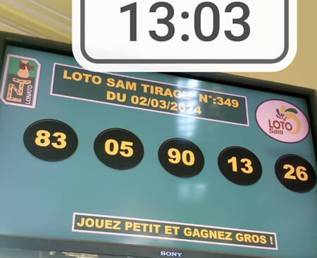 Résultats du loto SAM tirage 349