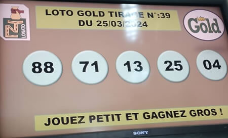 Résultats Loto Gold tirage 39