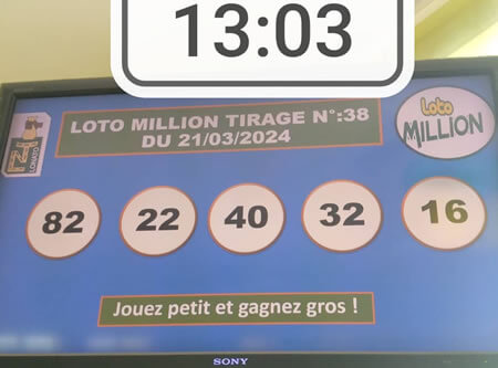 Résultats du loto Million tirage 38