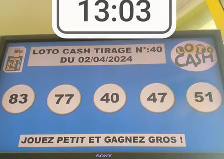 Résultats du loto Cash tirage 40
