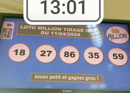 Résultats du loto Million tirage 41