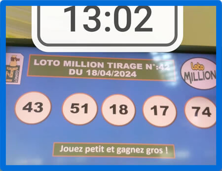 Résultats du loto Million tirage 42