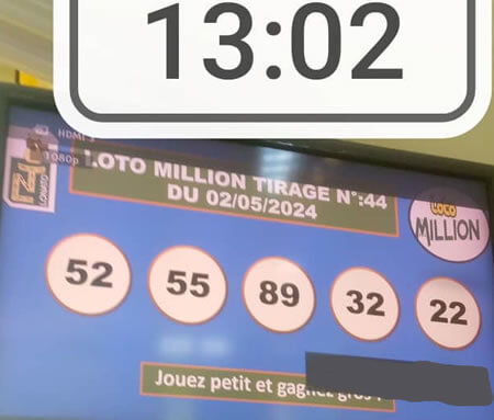 Résultats du loto Million tirage 44