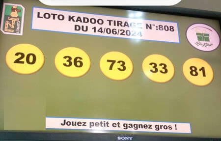 Résultats du loto Kadoo tirage 808