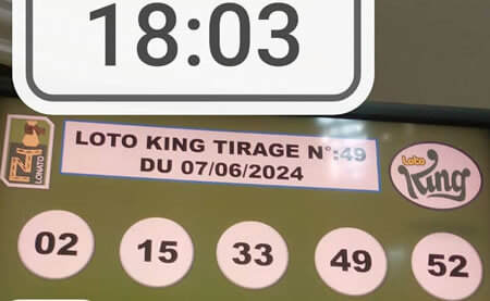 Résultats du loto KING tirage 49