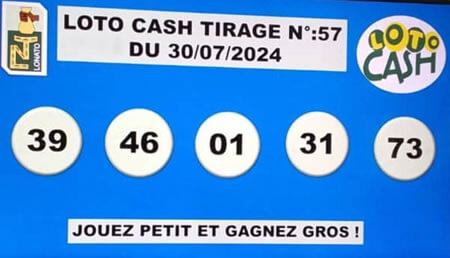 Résultats du loto Cash tirage 57