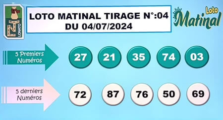 Résultats du loto Matinal tirage n° 04