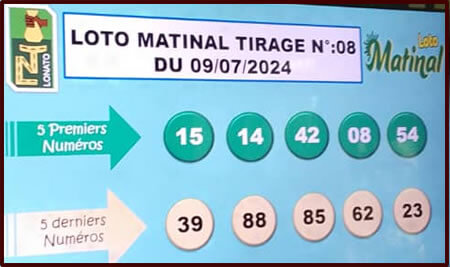 Résultats du loto Matinal tirage n° 08