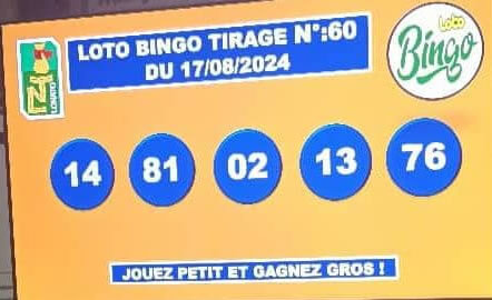 Résultats du loto BINGO tirage n° 60