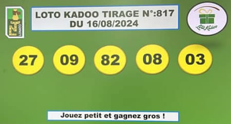 Résultats du loto Kadoo tirage 817