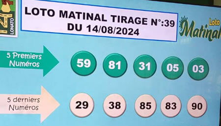 Résultats du loto Matinal tirage 39