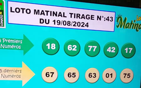 Résultats du loto Matinal tirage 43