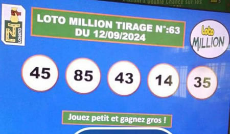 Résultats du loto Million tirage 63