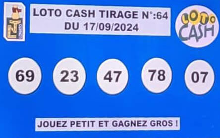 Résultats du loto Cash tirage 64