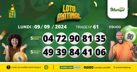Résultats du loto Matinal tirage 61
