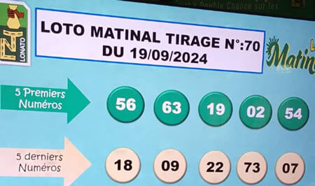 Résultats du loto Matinal tirage 70