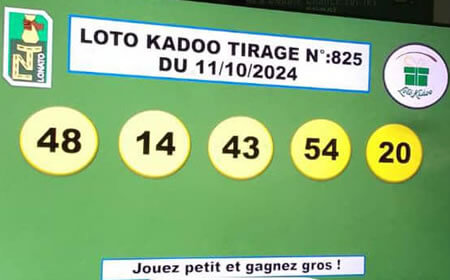 Résultats du loto Kadoo tirage 825
